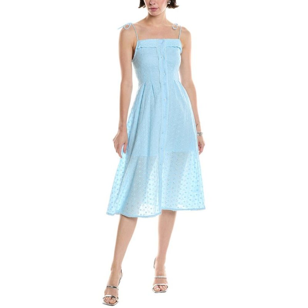 Abbey Womens  Eyelet Midi Dress, Blue